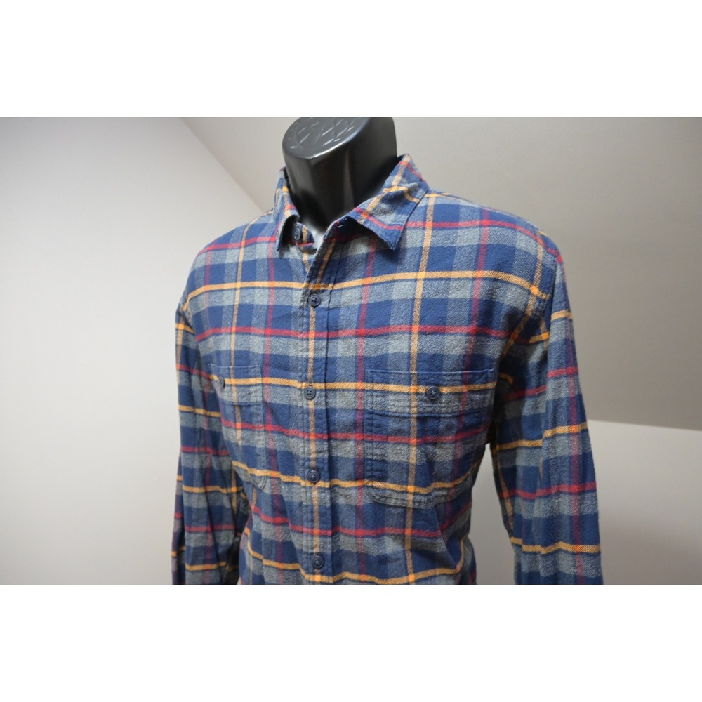 J. Crew Mercantile Flannel Shirt Mens Large Blue Plaid Long Sleeve Excellent